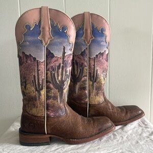 Ariat Pink Cowboy Boots Square Toe 8